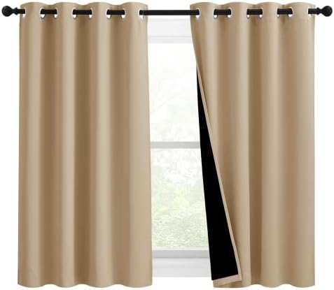 NICETOWN Bedroom Full Blackout Curtain Panels, Super Thick Insulated Grommet by NICETOWN