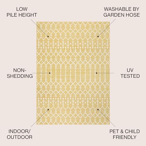 JONATHAN Y Moroccan Geometric Indoor Outdoor Area Rug 3X5 Yellow/Cream - Image 2