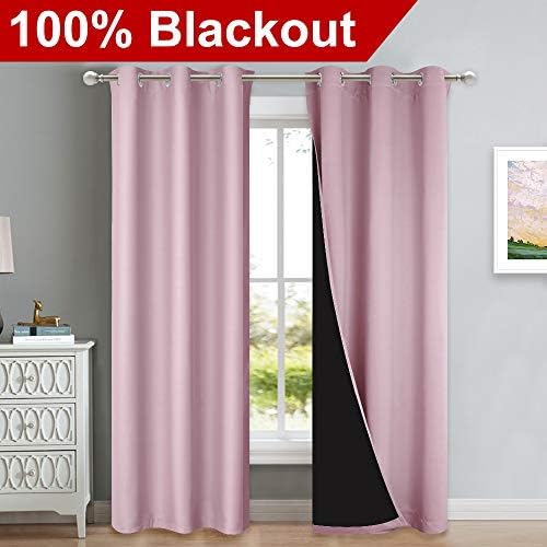 NICETOWN Baby Pink Full Shade Curtain Panels, Pair of Thermal Insulated & - Image 2