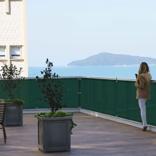 SUNLAX Custom Size 3'x14' Dark Green Balcony Privacy Screen 90% UV Block - Image 6