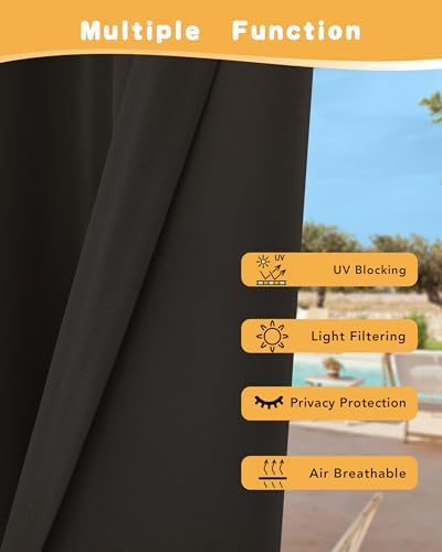 Outdoor Curtains for Patio Waterproof 2 Pcs 54x84 Inch Chocolate - Image 3
