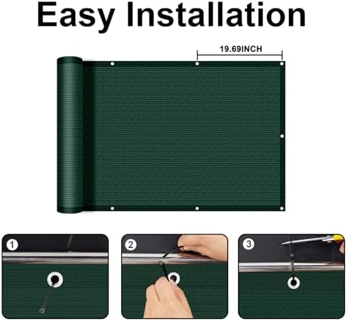COOLBOYS Customized 3'x25' Dark Green Balcony Privacy Screen Fence Cover - Image 5