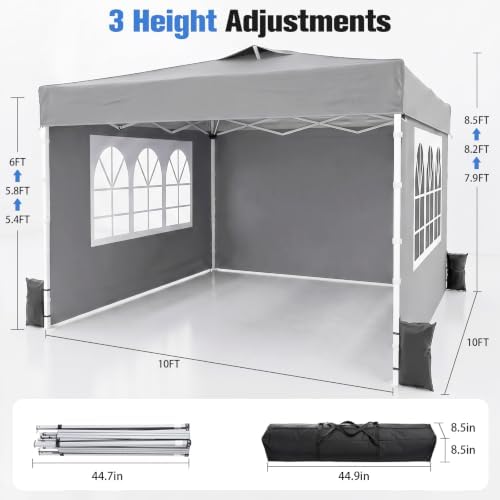10x10 Pop Up Canopy Tent with Dual Vented Roof, One Push Setup - Image 2
