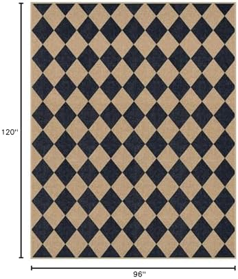 Lahome Checkered Easy Jute Outdoor Patio Rug, 8x10 Living Room Rug Washable - Image 2