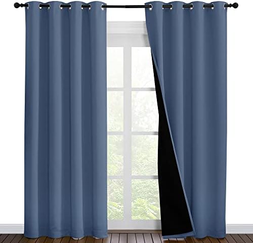NICETOWN 100% Blackout Curtains 86 inches Long, Pair of Energy Smart & Noise by NICETOWN