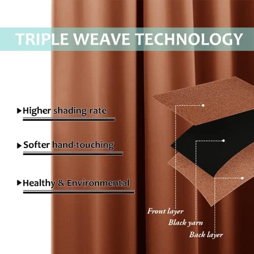 NICETOWN Burnt Orange Blackout Curtains 84 inches Long, Full Light Blocking - Image 6