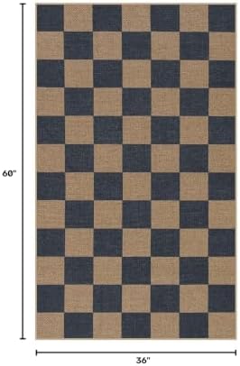 Lahome Checkered Easy Jute 3x5 Outdoor Rug, Washable Rugs - Image 2