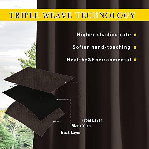 NICETOWN Patio Curtains Outdoor Waterproof W100 x L95 in Brown 2 PCs - Image 5