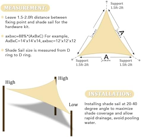 Shade&Beyond 6'X8'X10' Sun Shade Sail Beige Triangle - Image 6