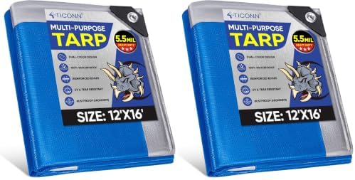 TICONN Heavy Duty Tarp Cover, Extra Thick Tarps Waterproof Tear and Rip Proof by TICONN