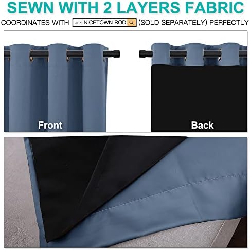 NICETOWN 100% Blackout Curtains 84 inches Long, Pair of Energy Smart & Noise - Image 4