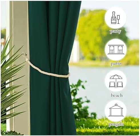 NICETOWN Canvas Patio Curtains Outdoor Waterproof 2 Panels, Rustproof Top & - Image 4