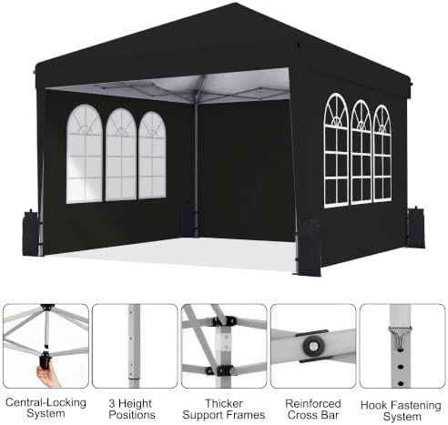 10x10 Pop Up Canopy Tent with Sidewall, Commercial - Image 4