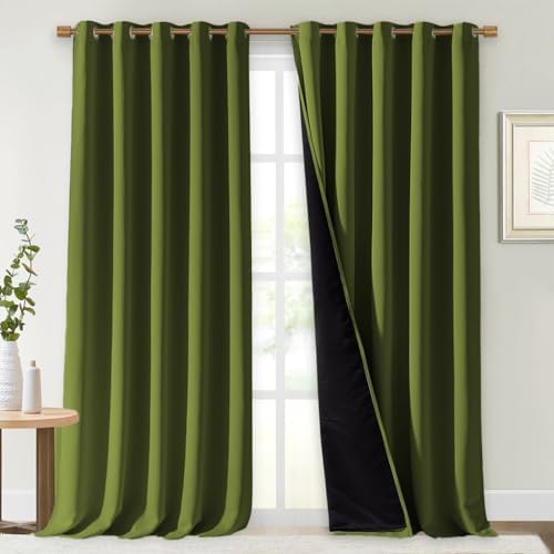 NICETOWN 100% Blackout Blinds, 70 inches x 108 inches, Olive Green, Laundry by NICETOWN