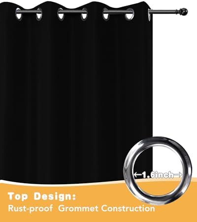HolidayIdeas Outdoor Curtains for Patio Waterproof 4 Pcs 54x120 Inch Black - Image 4