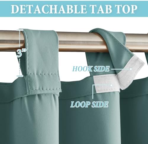 RYB HOME Adhesive Detachable Top Outdoor Curtains, Waterproof Blackout Privacy - Image 2