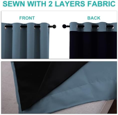 NICETOWN Smoky Blue Full Shade Curtain Panels, Pair of Thermal Insulated & - Image 5