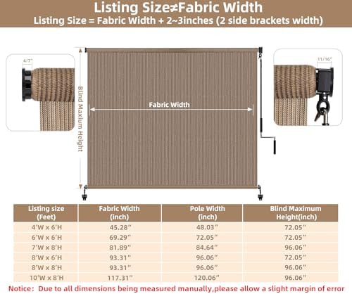 Outdoor Roller Shades, Exterior Cordless Patio Shade Roll Up Blind - Image 3