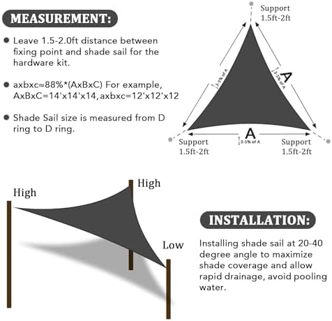 Shade&Beyond 19'X19'X19' Sun Shade Sail Dark Grey Triangle - Image 6