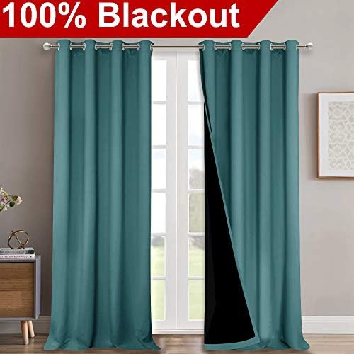 NICETOWN 100% Blackout Blinds, Sea Teal, Laundry Room Decor Window Treatment - Image 2