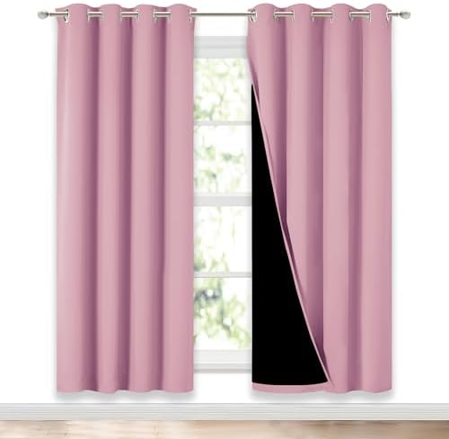 NICETOWN Crystal Pink Full Shade Curtain Panels, Pair of Energy Smart & Noise by NICETOWN