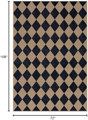Lahome Checkered Easy Jute 6x9 Area Rugs, Outdoor Patio Rug Washable - Image 2