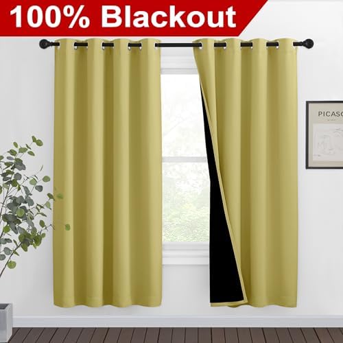 NICETOWN Paler Yellow Full Shade Curtain Panels, Pair of Thermal Insulated & - Image 2