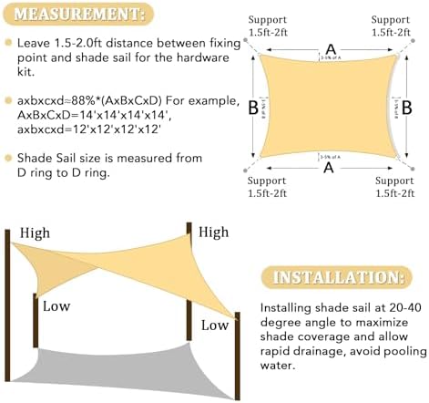 Shade&Beyond 5'X12' Sun Shade Sail Sand Rectangle - Image 6