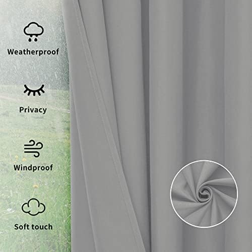 Easy-Going Outdoor Curtains for Patio 6 Panels, 54x96 inch, Light Grey - Image 6