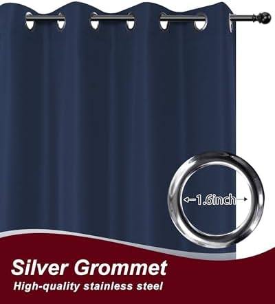 Grommet Outdoor Curtains for Patio Waterproof 8 Pcs 54x84 In Navy - Image 2