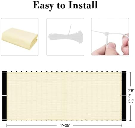 SUNLAX 2.5'x7' Butter Cream Balcony Privacy Screen Fence 90% UV Block - Image 3