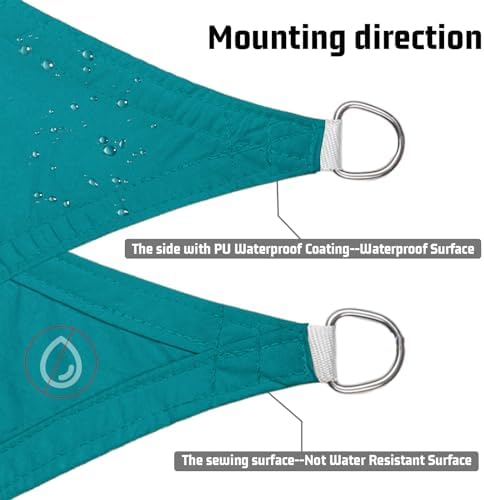 LOVE STORY Custom Size 12'x24'x26.8' Waterproof Shade Sail, Turquoise Blue - Image 4
