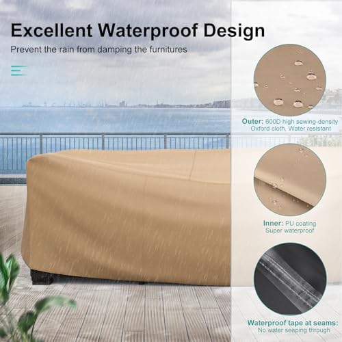 Waterproof Outdoor Patio Furniture Covers 138"L×86"W×28"H Brown - Image 6