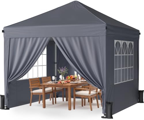 10x10 Pop Up Canopy Tent with 4 Sidewalls, Portable Outdoor Shelter by Vinabilia