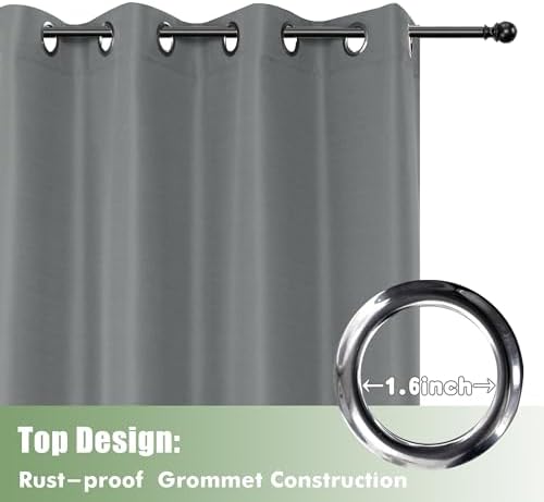 HolidayIdeas Outdoor Curtains for Patio Waterproof 6 Pcs 54x84 Inch Grey - Image 4