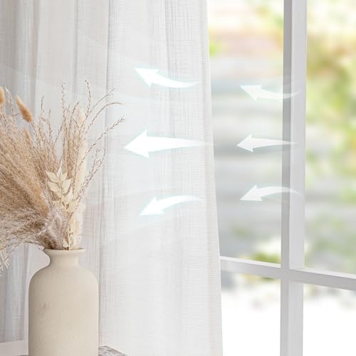 MYSKY HOME Natural Linen Living Room Curtains, Semi Sheers Light Filtering Back - Image 4
