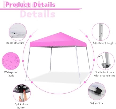 10x10FT Slant Leg Pop Up Canopy Tent, Portable Outdoor Shelter - Image 2