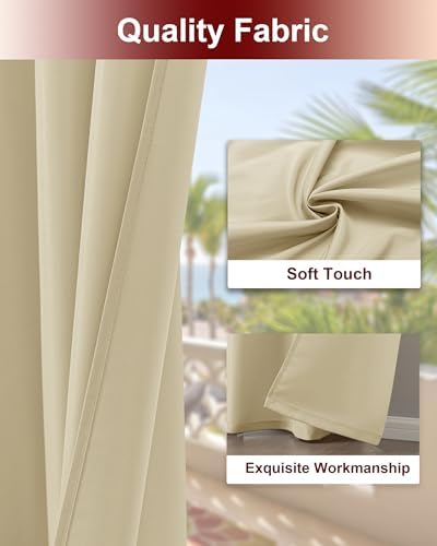 Grommet Outdoor Curtains for Patio Waterproof 8 Pcs 54x108 In Cream - Image 4