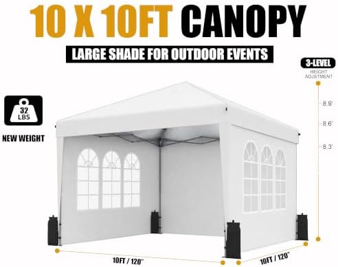 10x10 Pop Up Canopy Tent with Sidewall, Commercial - Image 3