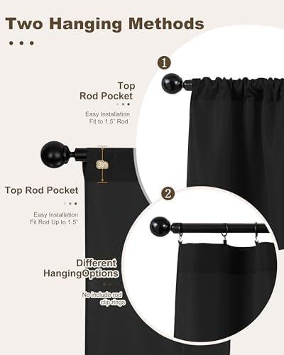 Outdoor Curtains for Patio Waterproof Rod Pocket 4 Pcs 54x95 Inch Black - Image 3