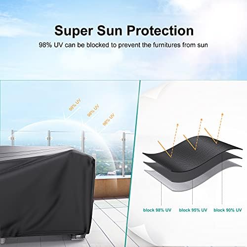 Waterproof Outdoor Patio Furniture Covers 111"L×74"W×28"H Black - Image 4
