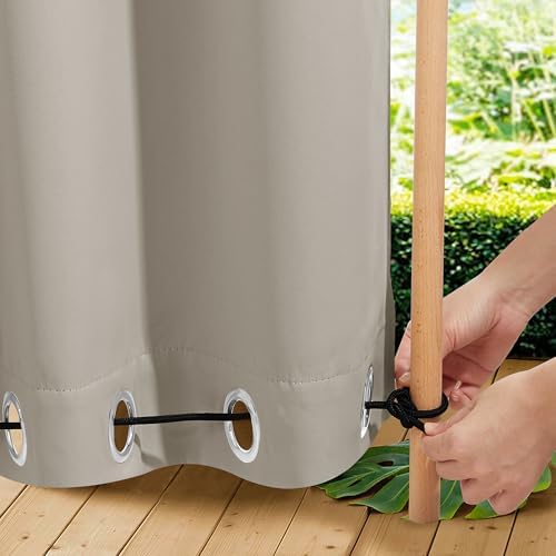 NICETOWN 2 Panels Thermal Outdoor Curtains Windproof W52xL72 Natural - Image 4