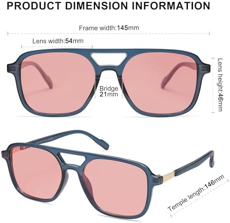 SOJOS Retro Aviator Sunglasses Womens Mens, Trendy Rectangle Shades SJ2202 - Image 4