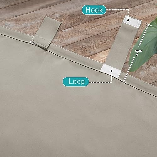 NICETOWN 2 Panels Natural Outdoor Patio Curtainss Waterproof, Detachable Sticky - Image 6