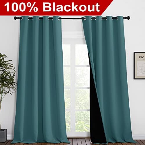 NICETOWN 100% Blackout Curtains 102 inches Long, Noise Reduction Window - Image 2