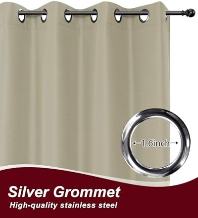 Grommet Outdoor Curtains for Patio Waterproof 8 Pcs 54x120 In Taupe - Image 2