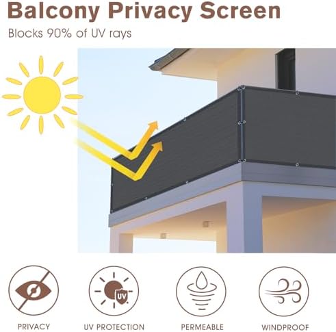 SUNNY GUARD 2.5' x 7' Balcony Privacy Screen, HDPE Patio Railing Cover Fence - Image 2