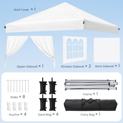 10x10 Pop Up Canopy Tent with 4 Sidewalls, Portable Outdoor Shelter - Image 7
