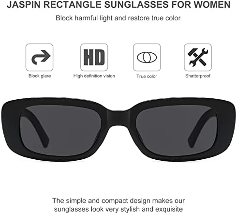 JASPIN Rectangle Sunglasses for Women Men Y2k Sun Glasses UV Protection - Image 2