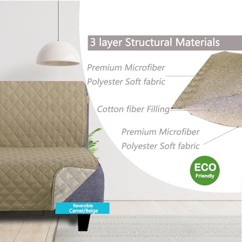 U-NICE HOME Futon Sofa Covers 68''Armless Couch Cover, Light Camel/Beige - Image 3